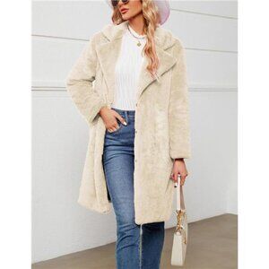 Women's Faux Fur Coat Fuzzy Warm Winter Beige